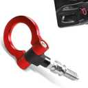 1 PC Car Front Bumper Tow Hook, European Thread Specifications Screw-on Racing Style Trailer Pull Ring, Rust-proof Heavy-duty Forged Auto Trailer Ring Eye Tow Hook Kit for Most Cars (Red)