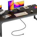 Huuger 63 x 24 inch Desk with Power Outlets & USB-C, Deeper & Thicker Desktop, Robust Metal Tubes, Computer Desk, Heavy Duty Office Desk, Work Gaming Desk, for Home Office, Black