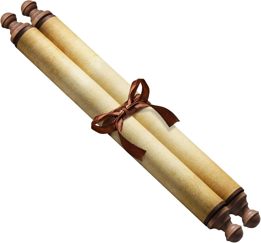 Makevivi 1 PCS Blank Scrolls Paper with Wood Rods, for Naughty or Nice List, Writing, Wedding Vows, Invitation, Love Letter, Cosplay Prop, Renaissance, 7.1 x 31.5 inches (Style 2)