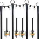 10 Ft String Light Poles for Outside, 4 Pack Heavy-Duty Metal Poles for Outdoor Hanging Lights with Fence Brackets, Outdoor String Light Pole Stand for Patio, Backyard, Garden