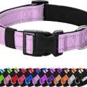 Reflective Dog Collar Padded with Soft Neoprene Breathable Quick Release Basic Dog Collars for Puppy Small Dogs Lavender (S:width 5/8"neck 10.5-16")