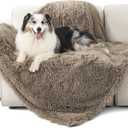 Bedsure Waterproof Dog Blankets for Large Dogs - Calming Cat Blanket for Couch Protector Washable, Long Faux Fur Pet Throw Blanket for Puppy, Reversible Furniture Protection, 50"x60", Brown (XL(50x60"), Light Brown)