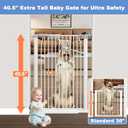 54.7"-60.2" Baby Gates Extra Wide for Doorways, 40.5" Tall Dog Gate Indoor, Walk Through Pet Gates No Drilling Auto Close Pressure Mounted Safety Child Toddler Gate, White