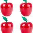 Plastic Apple Container Jars 5.9-Inch Apple Shape Cookie Jars, Festival Cookie Container Set for Christmas Decoration, Lovely Candy Cookie Jar (4 in Red)