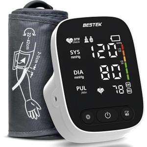 BESTEK Blood Pressure Monitor, Automatic Arm Blood Pressure Monitors for Home Use, Digital Large LED Voiced Broadcast BP Cuff Comfortable and Portable for Home Travel (9"-17" Adjustable)