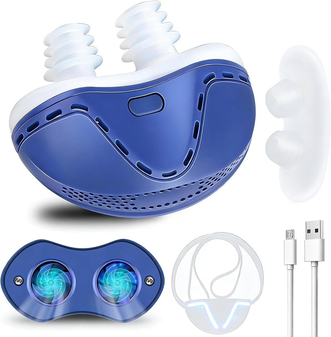 Anti Snoring Devices, Double Vortex Anti Snoring Device, Snoring Solution, Adjustable Wind Speed, Suitable for All Nose Shapes, Stop Snoring Suitable for Men and Women, Blue CD1