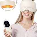 Sleep Mask with Heat,4 Modes 3 Temperature Settings,6 Airbags Compression Head and Eye Massager,Eye Care Device with Remote Control, Portable Relaxation for Home Travel Office Use (Creamy White)