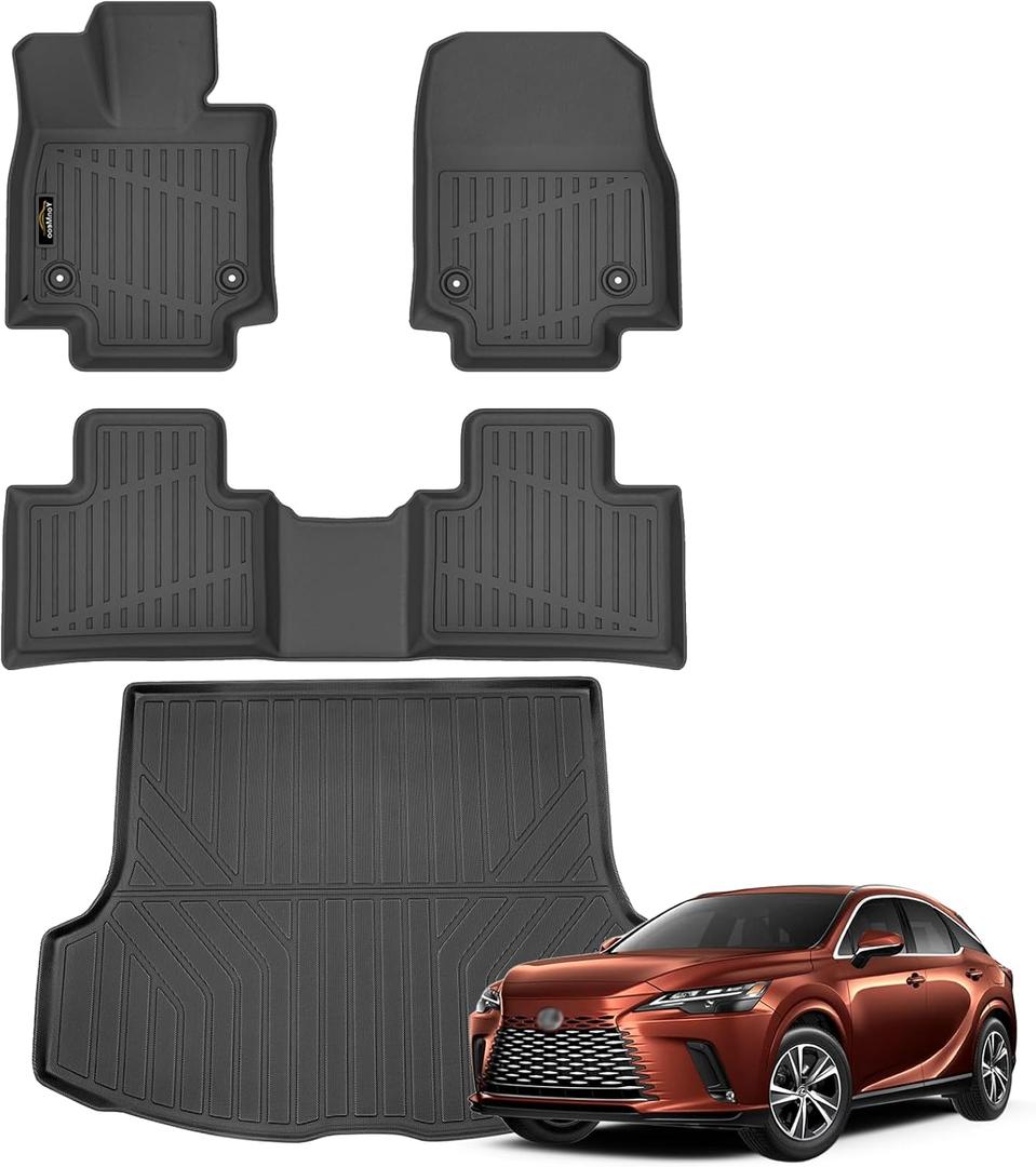 Floor Mats & Cargo Liner Custom Fit for Lexus 2023 2024 2025 RX/RX350/RX350h/RX500h (Not for RX450h+ PHEV) All Weather TPE Rubber Floor Liners Full Set Automotive Mat for Lexus RX Accessories (For Lexus RX 2023-2025)