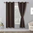 Hiasan Blackout Curtains for Bedroom, 38 x 63 Inches Length - Thermal Insulated & Light Blocking Window Curtains for Living Room, 2 Drape Panels Sewn with Tiebacks, Brown