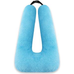 Swemos Travel Pillow, Car Pillow for Kids & Adults - Ergonomic Travel Pillows Sleeping Aid for Neck & Body Support, Car Travel Essentials Pillow on Road Trips-Gray (Blue)