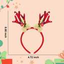 2 x Red Christmas Reindeer Antlers Headband With Bow, Deer Reindeer Antlers Hair Accessories for Women, Christmas Cosplay Costume Party