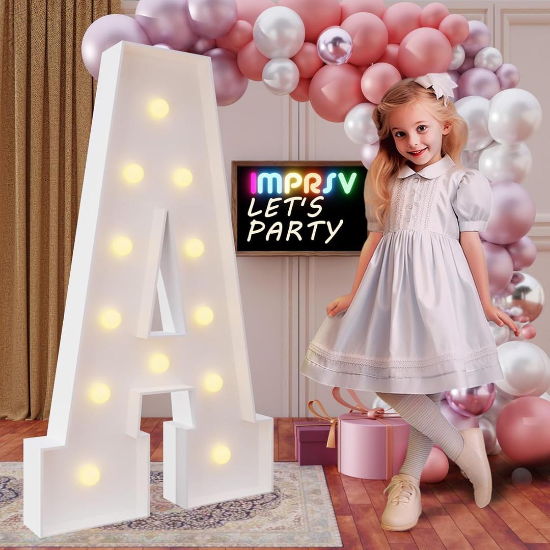 imprsv 4FT Marquee Light Up Letters for Birthday Party Decorations Marquee Letters for Marry Me Wedding Event Bridal Shower Baby Shower Anniversary Party Decor, Letter A