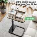 Kitstorack Upgraded TV Tray Table with Panel Lock, Adjustable Height & 90 Flip-Over Design, Sofa Arm End Side Table for Eating, Dinner, Snack, Laptop, Couch, Bed, Chair or Small Spaces, Gray