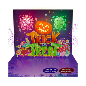 DTESL 3D Pop Up Trick Or Treat Pumpkin Halloween Card, with light and music, For Kids, Friend, Boyfriend, Girlfriend, Husband, Him, Women  Skull, Ghost, Envelope