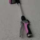 RESTMO Metal Watering Wand, Heavy Duty Garden Hose Wand with 180 Swivel Ratcheting Head, 16'' Hose Nozzle Sprayer with 7 Spray Patterns and Flow Control, for Water Hanging Baskets and Shrubs, Pink