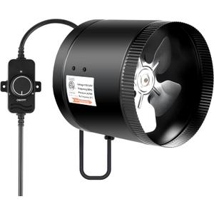 iPower 8 Inch Inline Booster Duct Fan with Speed Controller, 430 CFM Exhaust Fan HVAC Ventilation Duct Blower for Bathroom, Kitchen, Basement, Attic and Grow Tent (8" Fan with Controller)