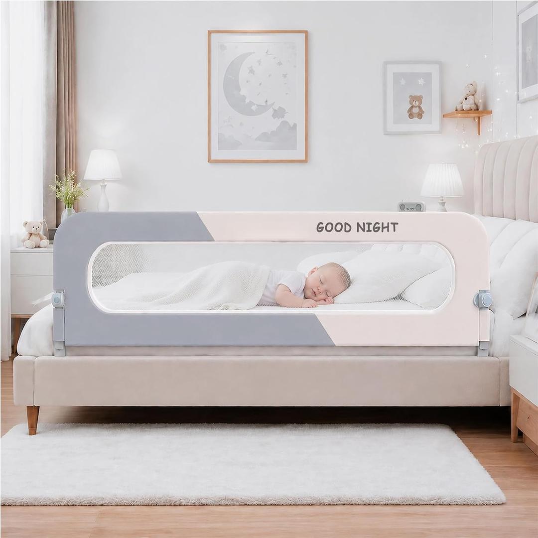 HIQNWTO Bed Rail for Toddlers, 71" Foldable Baby Bed Rail Guard