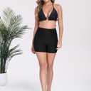 Halcurt Women's 5" High Waisted Swim Board Shorts (Available in Plus) Bikini Swimsuit Bottoms Modest Boyshorts (Black)