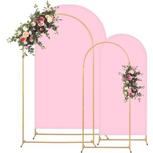 Toolterritary Metal Arch Backdrop Stand and Cover Set, 8FT, 7.2FT Party Backdrop, Easy to Assemble, Backdrop Stand for Parties, Birthday, Baby Shower