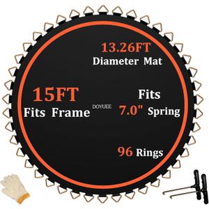Trampoline Mat Replacement-13.26ft Diameter Mat with 96 Rings- Fits 15ft Trampoline Frame use 7.0" Springs,Spring & Frame not Included