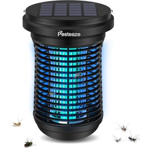 2 in 1 Solar Bug Zapper Outdoor, USB Rechargeable 3400mAh Battery, Cordless 4000V Mosquito Killer Lamp with UV Led Blue Light, Portable Electric Flying Insect Zapper Traps for Patio, Porch