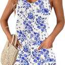 AUSELILY Womens Summer Dresses Sleeveless Spaghetti Strap Beach Cover up Drawstring Waist Mini Short Dress with Pockets (White, XXL)