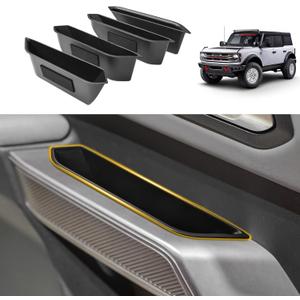 Door Storage Organizer Compatible with Ford Bronco 2021 2022 2023 2024 2025 Interior Accessories, Handle Insert Tray Door Side Storage Container for 2021-2025 Bronco, 4PCS for 4 Doors Models