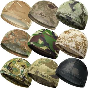 9 Pcs Cooling Skull Cap Camo Liner Sweat Wicking Lightweight Cycling Cap Running Head hat for Men Women