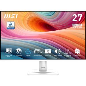 MSI PRO MP275W E2 27-inch IPS 1920 x 1080 (FHD) Gaming Office Monitor, 120Hz, Free-Sync, HDMI, DisplayPort, VGA Port, VESA Mountable, Tilt, Speaker, 4-Side Slim Bezel 1ms, White