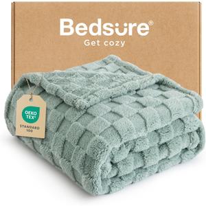 Bedsure Fleece Twin Blanket for Bed - Super Soft Cozy Blankets for Women, Cute Small Throws for Girls, Dorm Room Essentials for Girls Teens Back to School, 60x80 Inches (Sage Green)