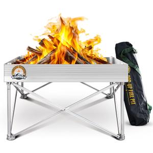 Fireside Outdoor Portable Fire Pit for Camping Fire Pit 24 Inch - Collapsible Pop Up Firepits for Outside, Portable Campfire Pits, Small Firepit for Outside, Weighs 7 lbs, Heat Shield NOT Included