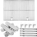 Hisencn 304 Stainless Steel Grill Parts for Home Depot Nexgrill 4 Burner 720-0830H, 720-0830D, 720-0783E Gas Grill Models, Grill Burner, Heat Plate, Cooking Grates Grill Replacement Kit