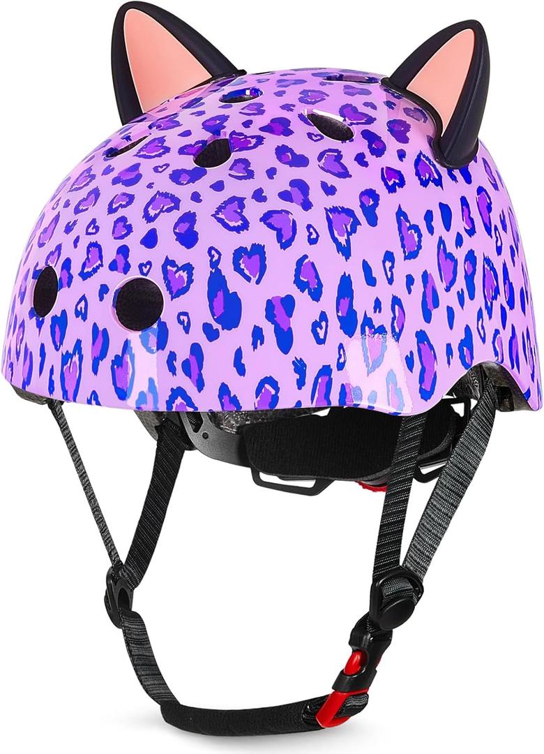 Kids Bike Helmet for Girls 3-5/5-8/8-14, Adjustable Helmet with DIY Cat Ears, Cute Toddler Youth Helmets for Skateboard Scooter Cycling Roller Skating S