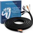 Cable Management Sleeve & Cord Organizer for Desks - Wire Management Cover to Wrap & Protect Messy Cables for Computers, TV & Electronics - 10 ft x 0.5"