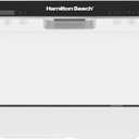 HAMILTON BEACH Counter Top Dishwasher, 6 Place Settings, Portable, White