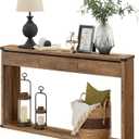 VASAGLE Sofa Console Table, 47.2 Inches Narrow Entryway Table with 3 Drawers, Bottom Shelf, Metal Corners, for Living Room, Bedroom, Farmhouse Style, Honey Brown ULNT143KB01S