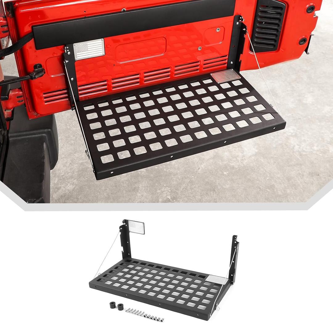 JeCar Tailgate Table for Jeep Wrangler JK JKU 2007-2017 Foldable Cargo Rack Shelf Storage Holder (Aluminum Alloy)
