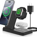 Wireless Charging Station for iPhone : 3-in-1 Charger Stand Multiple Devices Compatible for iPhone 16e 16 15 14 Pro Max 13 12 11 for Apple Watch 10 9 8 7 6 5 4 3 2 Se and Ultra for Airpods 4 3 2 Pro