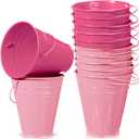 Sadnyy 12 Pack Metal Buckets with Handle, Galvanized Bucket 4.5 x 5 Inch Basket Bucket Party Supplies, Crafts for Christmas Halloween Candy Bars Vase Crafts(Pink)