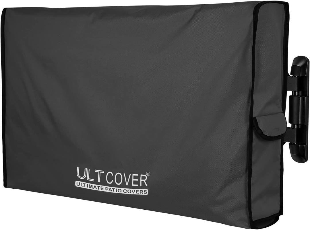 ULTCOVER Waterproof Outdoor TV Cover for 55-59 inch Outside Flat Screen Televisions with Mounts and Stands, Black