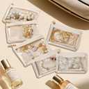 3 x 6 Pcs Travel Jewelry Bags for Women Girl, Velvet Jewelry Pouch, Small Clear Jewelry Bag, Zippered Jewelry Organizer, Luxury Jewelry Gift Bags (Beige)