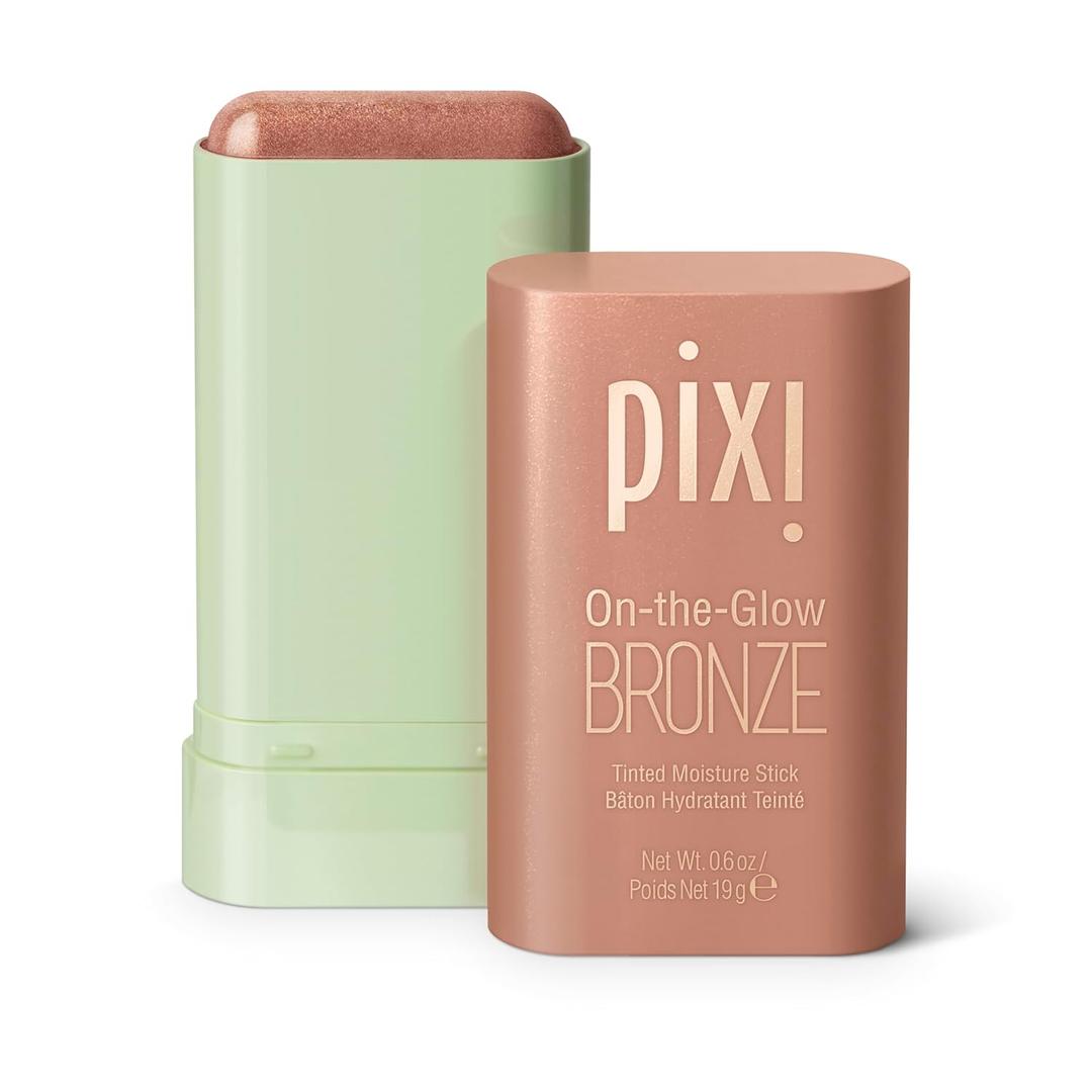 Pixi On-the-Glow Bronze - SoftGlow, Hydrating Tinted Moisture Bronzer Stick with Ginseng, Aloe Vera & Fruit Extracts, For Cheeks & Lips, 19g / 0.6oz, Paraben-Free