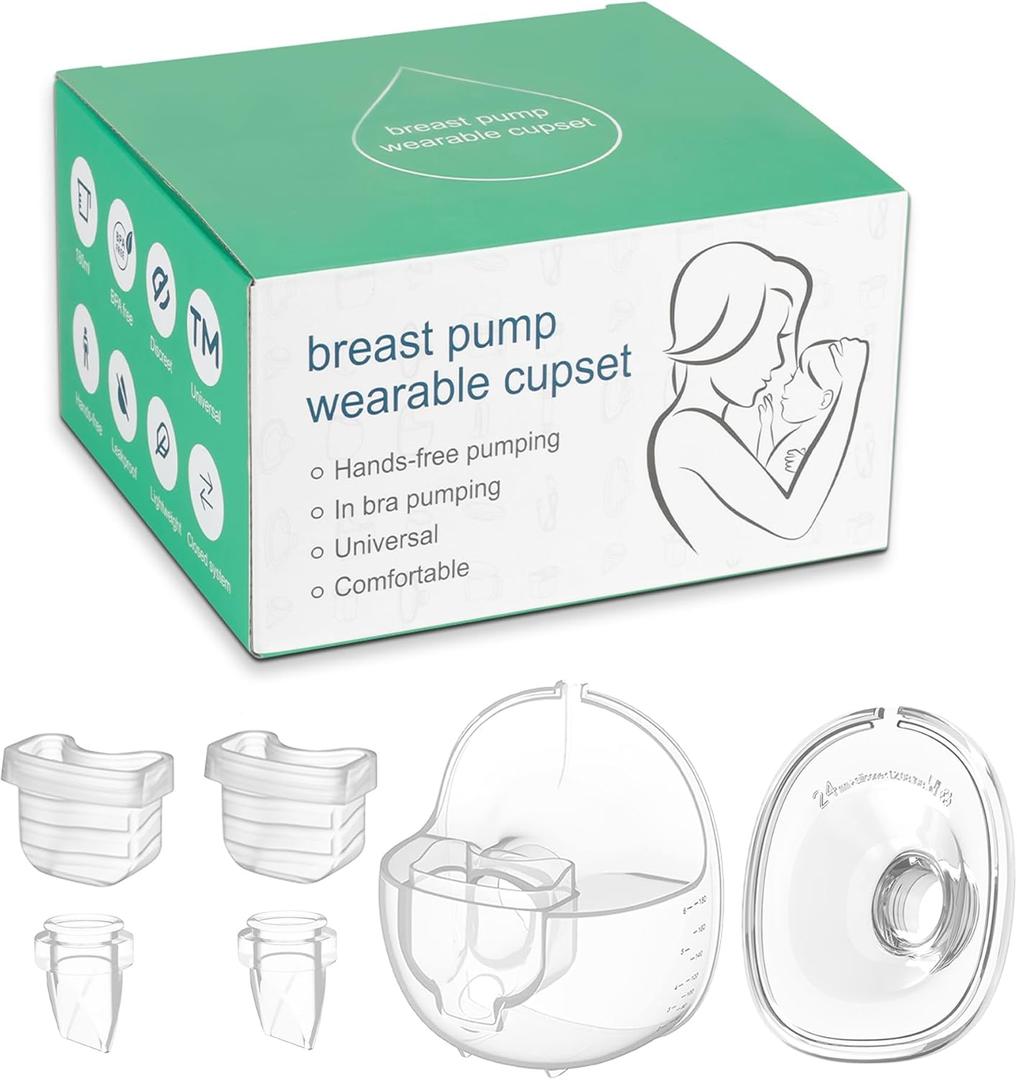 Wearable Breast Pump Accessories Milk Collector Cup Replacement Parts Flange 24mm Compatible with Mommed TSRETE Missaa Mumgaroo S21/S19/S18 Pump, Bonus 1pcs Duckbill Valve&Silicone Diaphragm
