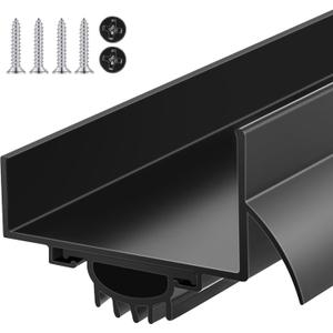 MorningRo 1 Pcs 1-3/4" x 36" U Shaped Aluminum Door Sweep for Bottom of Door with Drip Cap Screw-on Metal Weather Stripping Seal Draft Stopper Threshold for Exterior Front Doors (Black)