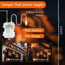 YOUNGAR Thanksgiving Pumpkin Window Lights, 6FT 48 LED Battery/USB Powered with Timer, Waterproof with 8 Modes Memory for Home Bedroom Birthday Party Indoor Outdoor Decor, Orange