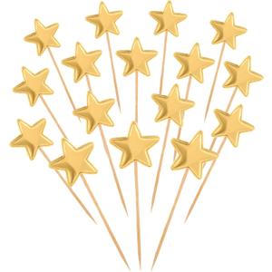 Thinp 50 Pcs Gold Star Cupcake Toppers,Stars for Cake Decorating Star Cake Toppers Gold Cupcake Toppers Sticks for Wedding Engagement Bridal Shower Birthday Party