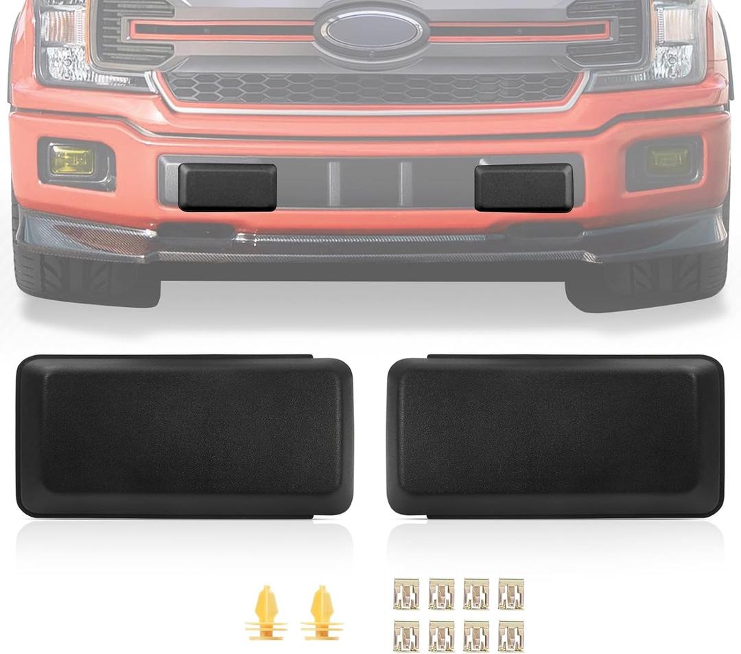 2Pcs F150 Front Bumper Guards Pads Cover Insert Cap Compatible with Ford F-150 2018 2019 2020 Replace# JL3Z17E810AB for Front Left Driver & Right Passenger Side (Matte Black)