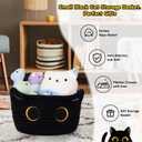 Small Storage Basket, Black Cat Cotton Rope Baskets Woven Blasket for Nursery, Blanket Basket Baby Toy Storage Organizer With Ears for Gifts Cat Dog Bin Toys 8.54.5 inches