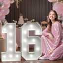 Large Marquee Numbers 16th-Birthday Decorations: 2.3FT Light-up Number Sign 16 Birthday for Boys and Girls Sweet Sixteen Years Old Party Decor Anniversary Fiesta Mosaic Balloon Cool Lights (White)