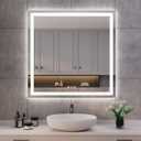 ISKM LED Mirror for Bathroom Lighted Vanity Mirror for Wall Front Lights + Backlit LED Bathroom Mirror Anti-Fog Tempered Glass ETL Listed (Front and Backlit, 36'' x 36'')